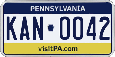 PA license plate KAN0042