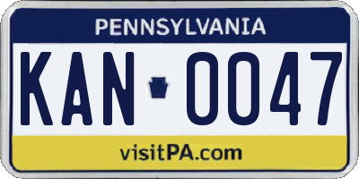 PA license plate KAN0047