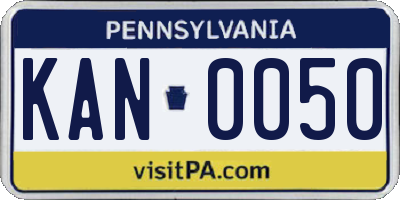 PA license plate KAN0050