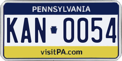 PA license plate KAN0054