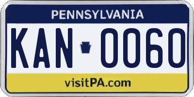 PA license plate KAN0060