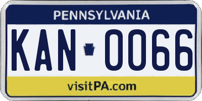 PA license plate KAN0066