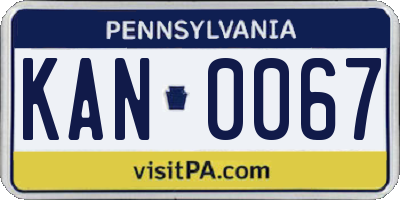 PA license plate KAN0067