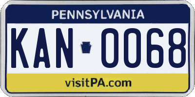 PA license plate KAN0068