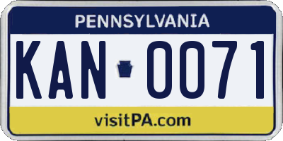 PA license plate KAN0071