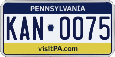 PA license plate KAN0075