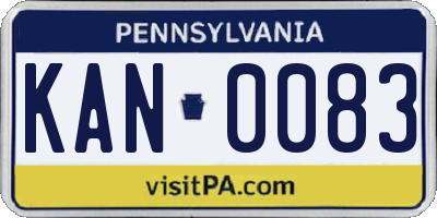 PA license plate KAN0083