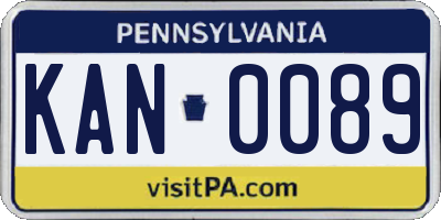 PA license plate KAN0089