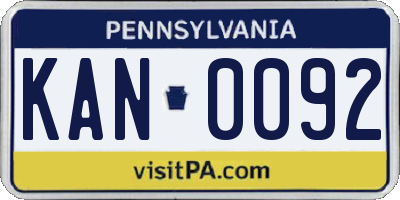 PA license plate KAN0092