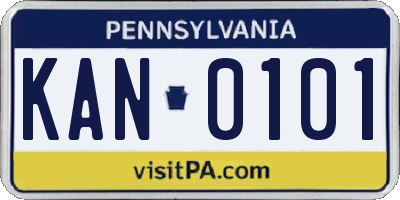 PA license plate KAN0101