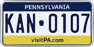 PA license plate KAN0107