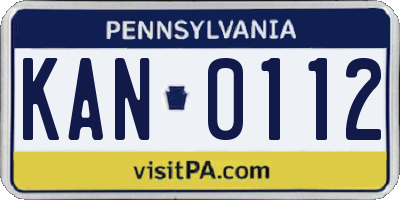 PA license plate KAN0112