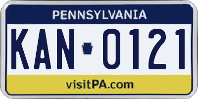 PA license plate KAN0121