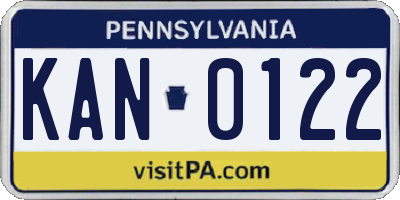 PA license plate KAN0122