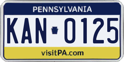 PA license plate KAN0125