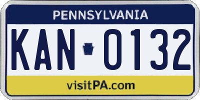 PA license plate KAN0132