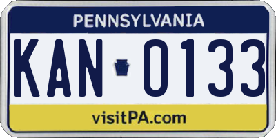 PA license plate KAN0133