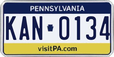 PA license plate KAN0134