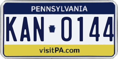 PA license plate KAN0144