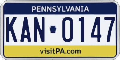 PA license plate KAN0147