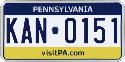 PA license plate KAN0151