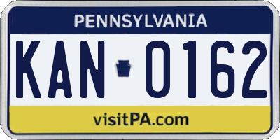 PA license plate KAN0162