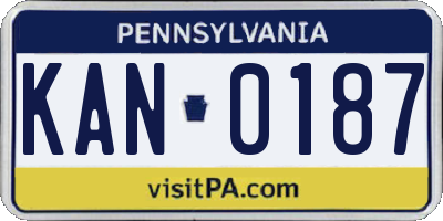 PA license plate KAN0187