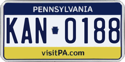 PA license plate KAN0188
