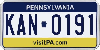 PA license plate KAN0191