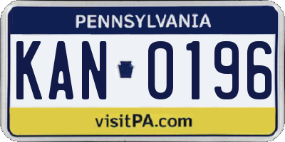 PA license plate KAN0196