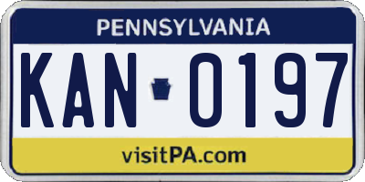 PA license plate KAN0197