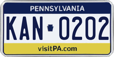 PA license plate KAN0202