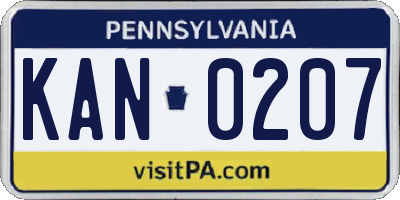 PA license plate KAN0207