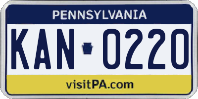 PA license plate KAN0220