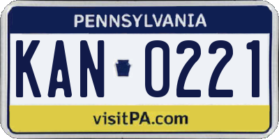 PA license plate KAN0221