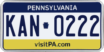 PA license plate KAN0222
