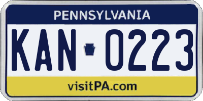 PA license plate KAN0223