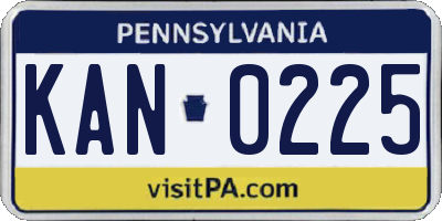 PA license plate KAN0225