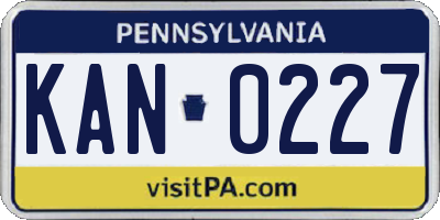 PA license plate KAN0227