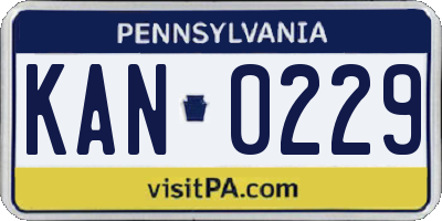 PA license plate KAN0229