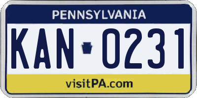 PA license plate KAN0231