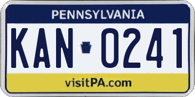PA license plate KAN0241