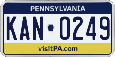 PA license plate KAN0249