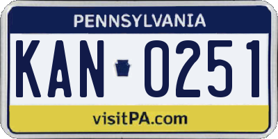 PA license plate KAN0251