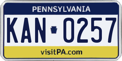 PA license plate KAN0257