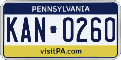 PA license plate KAN0260