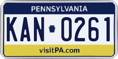 PA license plate KAN0261