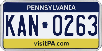 PA license plate KAN0263