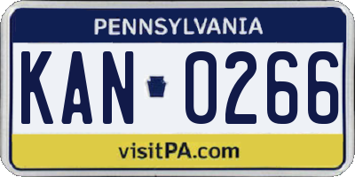 PA license plate KAN0266