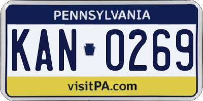PA license plate KAN0269